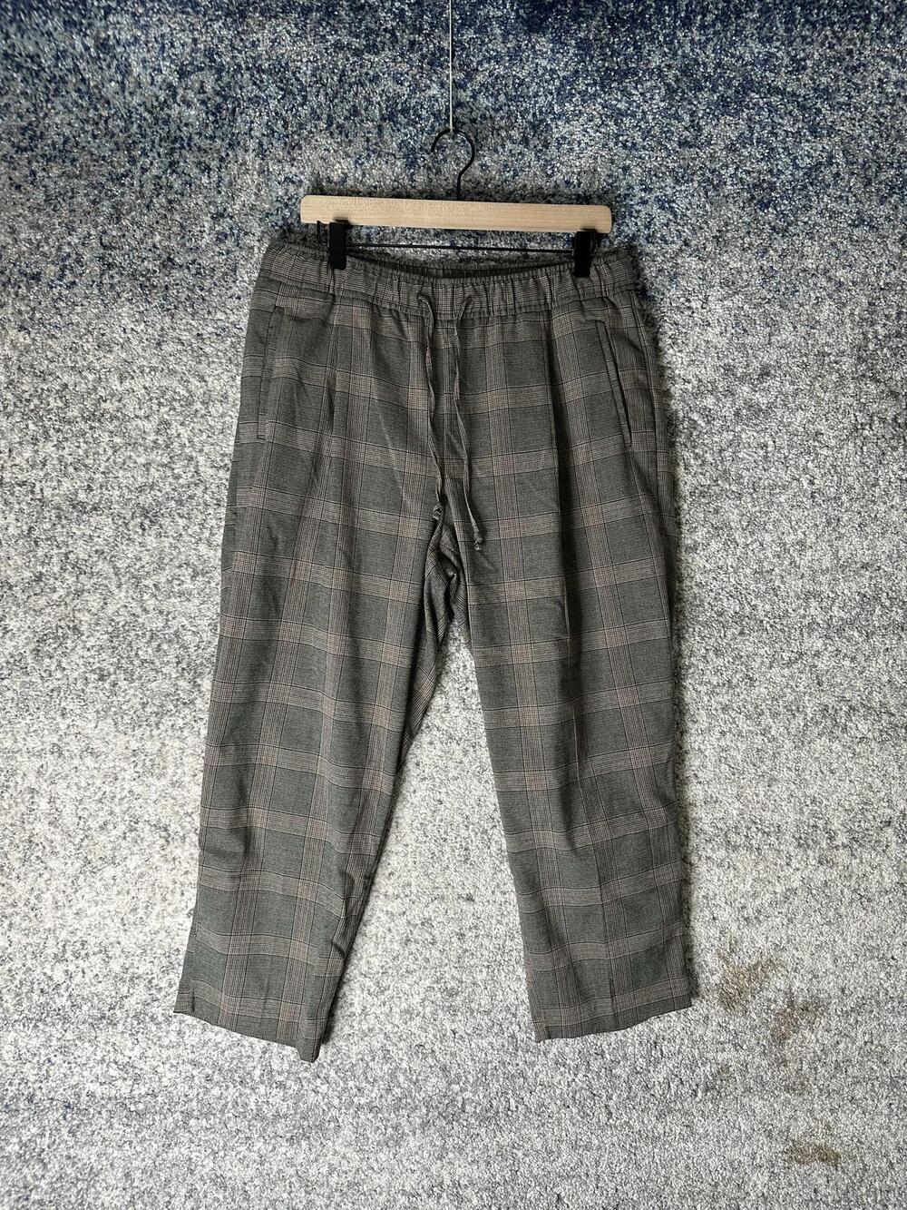 Old Navy Pants Womens L Petite Brown Plaid Straight Pull On Elastic Waist Dress